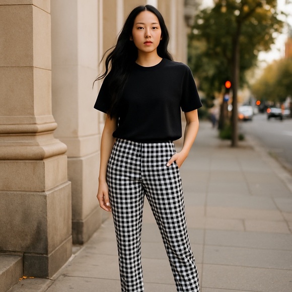LOFT Pants - LOFT Black and White Checkered Pants
